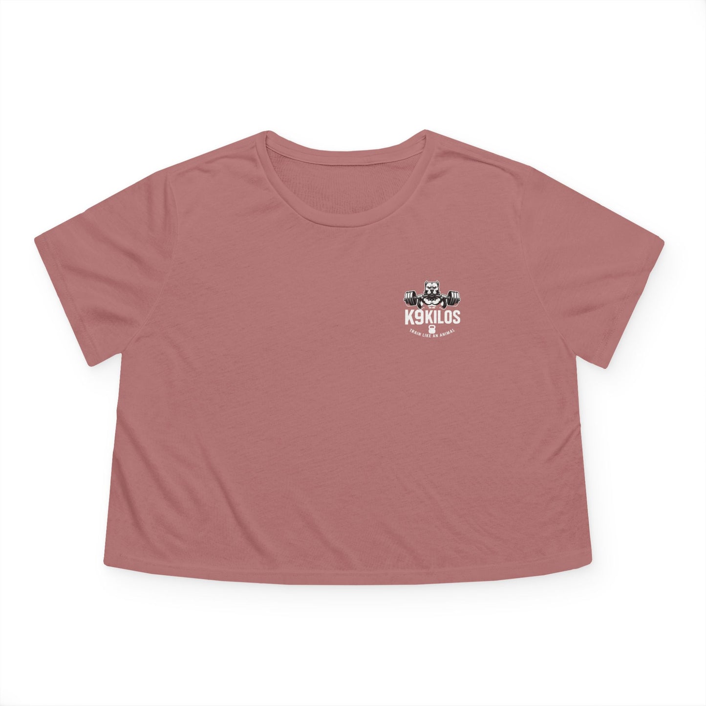 Women's Flowy Cropped Tee - Train Like an Animal, Cute Workout Top, Gift for Fitness Lovers, Dog Mom Tee, Casual Summer Shirt