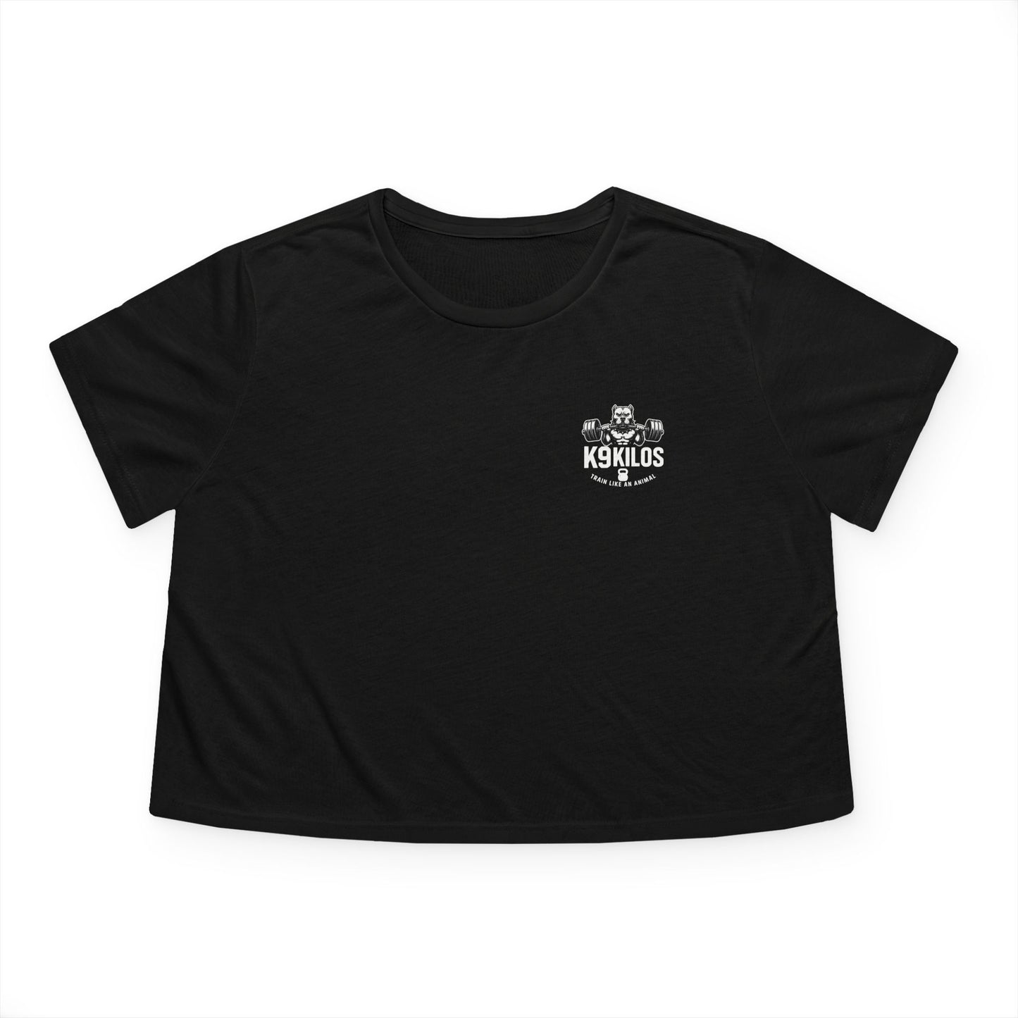 Women's Flowy Cropped Tee - Train Like an Animal, Cute Workout Top, Gift for Fitness Lovers, Dog Mom Tee, Casual Summer Shirt