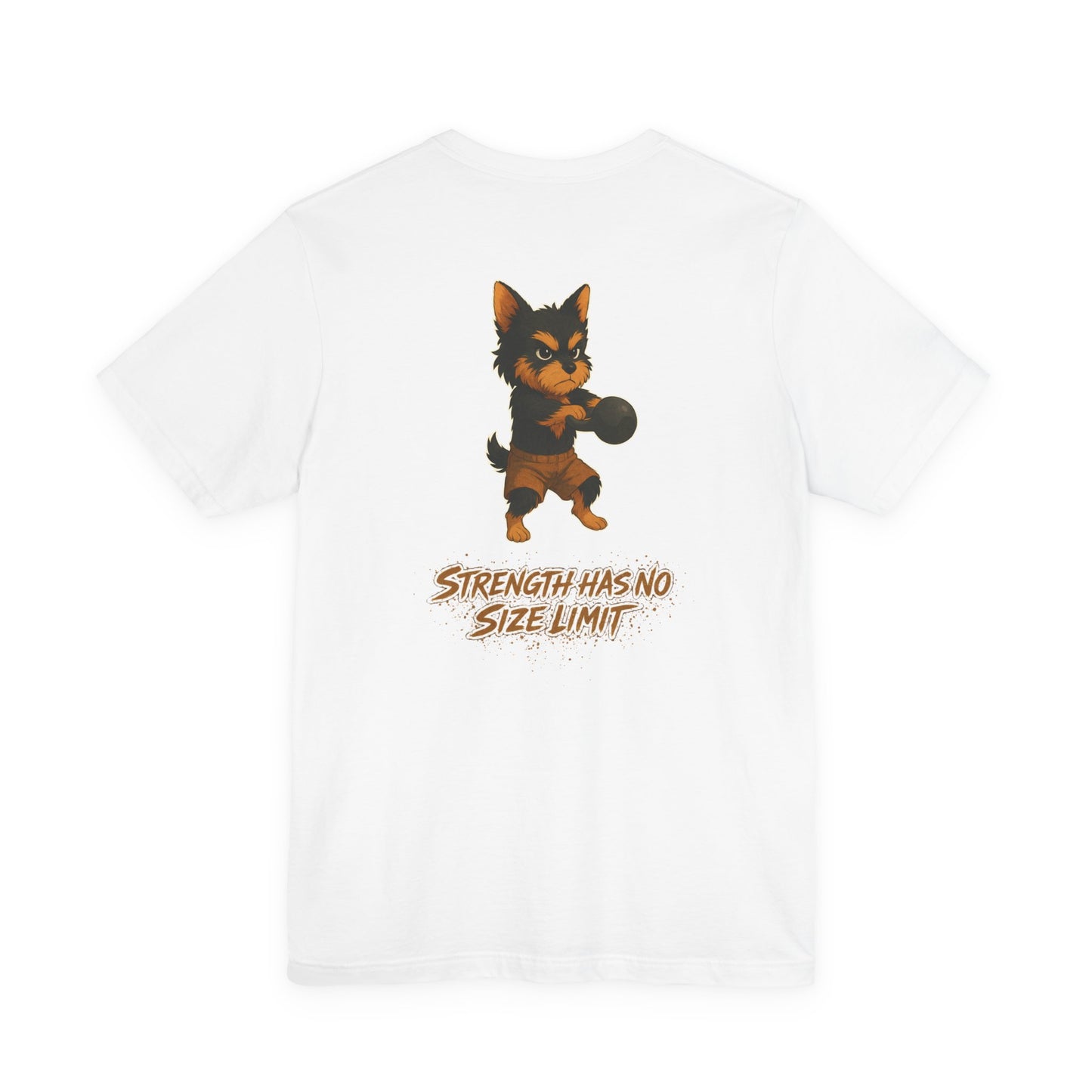 Strength Has No Size Limit – Kettlebell Yorkie Gym Shirt